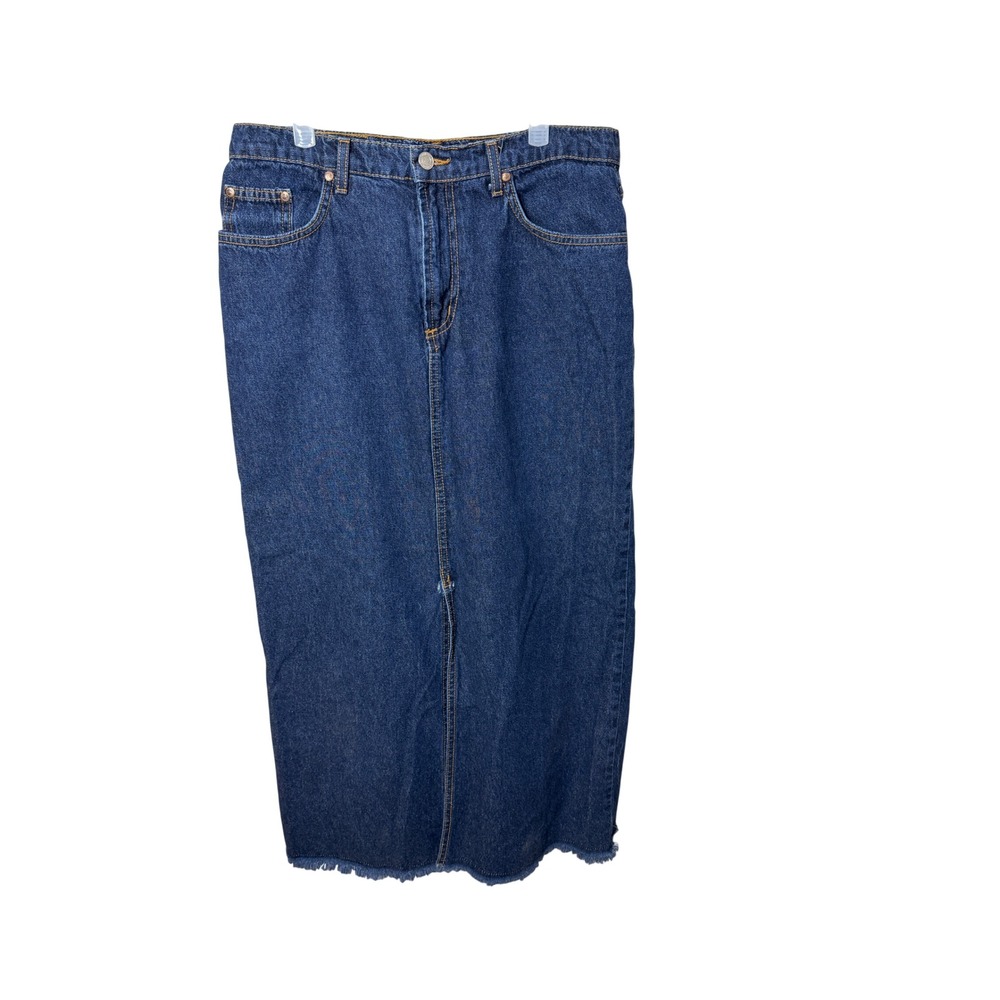 Paris Blues Originals Vintage 90s Denim Maxi Skirt Dark Wash Made in USA Size 11